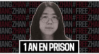 RSF appelle à la libération de la journaliste chinoise Zhang Zhan, en danger de mort, à l'occasion du premier anniversaire de sa condamnation