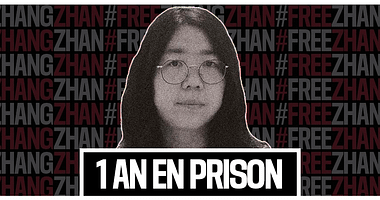 RSF appelle à la libération de la journaliste chinoise Zhang Zhan, en danger de mort, à l'occasion du premier anniversaire de sa condamnation